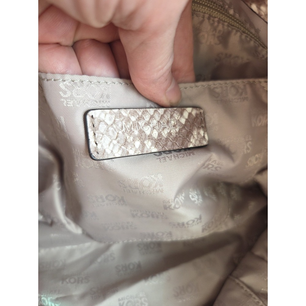 $298 Michael Kors Bag Purse Jet Set Chain Snakeskin Embossed Shoulder Cross Tote - Picture 7 of 10